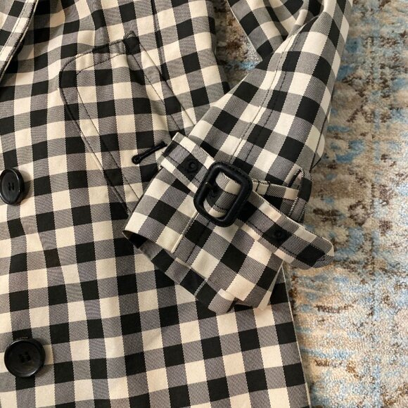 Coach Check Trench Coat – Black & White Gingham – Size 0 – With Belt - Picture 5 of 12